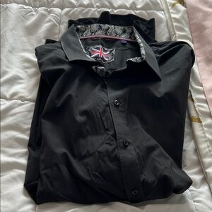 Men's Black Dress Shirt with Paisley Trim